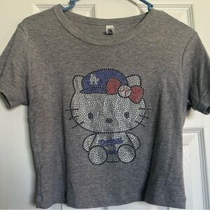 Hello Kitty Rhinestone Shirt/ Crop top